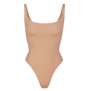 Skims fits everybody square neck sleeveless bodysuit in Ochre